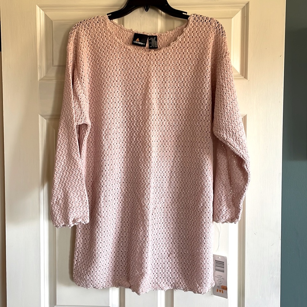 Lizsport pale pink glitter accent tunic medium